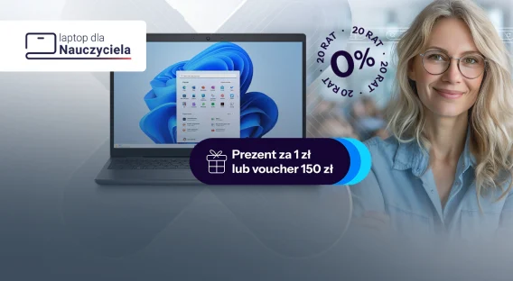 Banner oferty x-kom.pl informującej o realizacji bonu dla nauczyciela